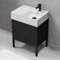 Modern Small Black Bathroom Vanity, 24